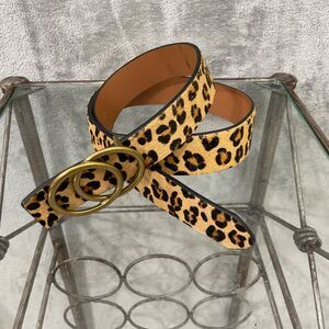 Loklik Leopard Print Calf Hair Leather Women's Belt Size  XS